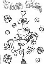 coloriage hello kitty sur le manege de chevaux